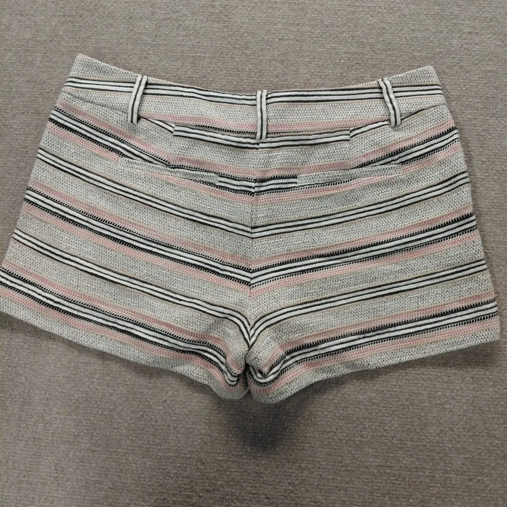 Ann Taylor LOFT Striped Textured Riviera Shorts Size 10P Black Pink Gray White